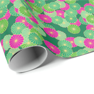 Kunstdebloem - tinten groen, fuchsie cadeaupapier