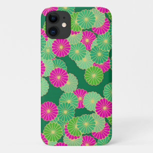 Kunstdebloem - tinten groen, fuchsie iPhone 11 hoesje