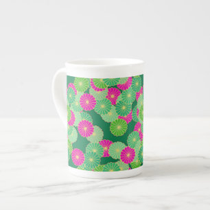 Kunstdebloem - tinten groen, fuchsie porselein kop