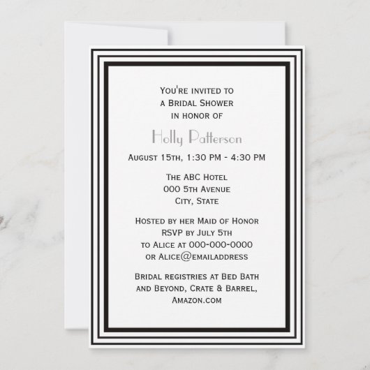  kunstdeco Blk Wit Lijst #1 V Vrijgezellenfeest Kaart (Achterkant)