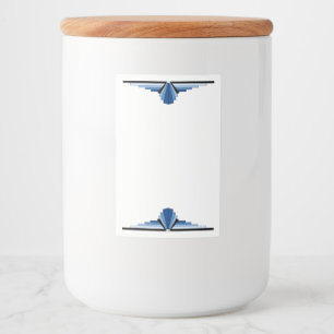 Kunstdeco-element in blauw voedseletiket voedselcontainer etiket