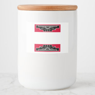 Kunstdeco-element in het rood-voedseletiket voedselcontainer etiket