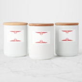 Kunstdeco-element in rood voedselcontainer etiket (Flessen)