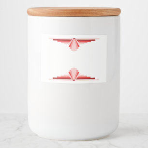 Kunstdeco-element in rood voedselcontainer etiket