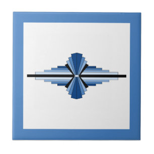 Kunstdeco-elementen in blauw, marine en zwart tegeltje