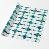 Kunstdeco-elementen in blauwgroen groen cadeaupapier (Uitgerold)