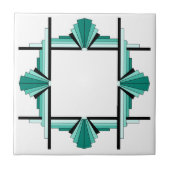 Kunstdeco-elementen in blauwgroen groen en zwart tegeltje (Voorkant)