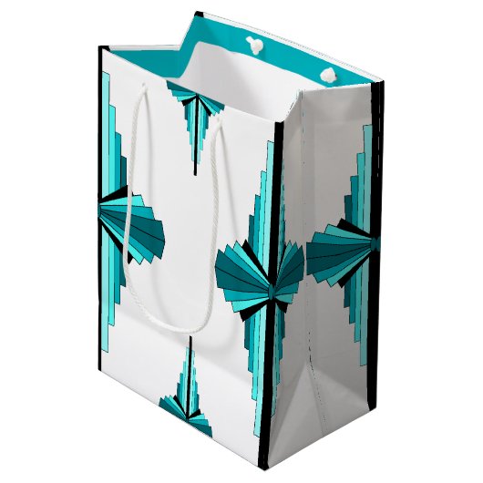 Kunstdeco-elementen in blauwgroen groen medium cadeauzakje (Voorkant Gekanteld)