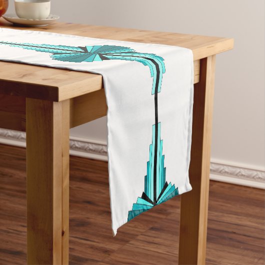 Kunstdeco-elementen in blauwgroen groen medium tafelloper (Voorbeeld)