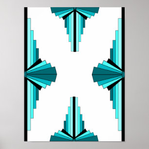 Kunstdeco-elementen in blauwgroen groen poster