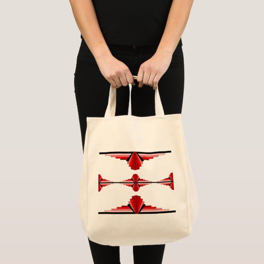 Kunstdeco-elementen in diep rood tote bag (Voorkant (product))