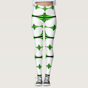 Kunstdeco-elementen in diepe groene leggings
