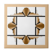 Kunstdeco-elementen in donker en lichtgeel tegeltje (Voorkant)