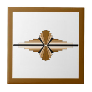 Kunstdeco-elementen in donker en lichtgeel tegeltje