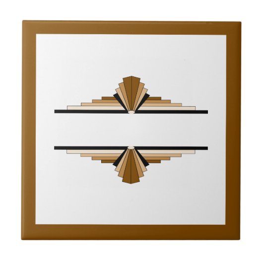 Kunstdeco-elementen in donker en lichtgeel tegeltje (Voorkant)