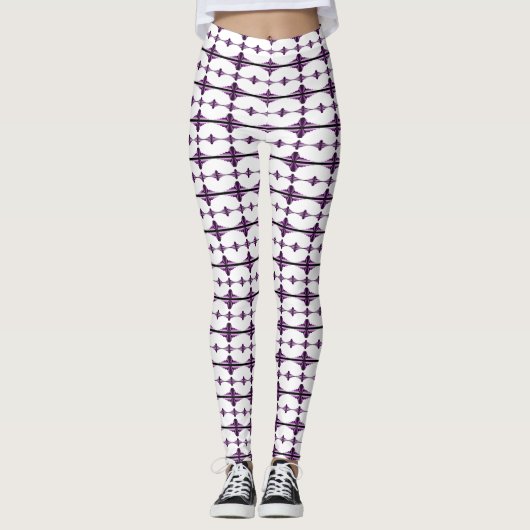 Kunstdeco-elementen in donker pruimen leggings (Voorkant)