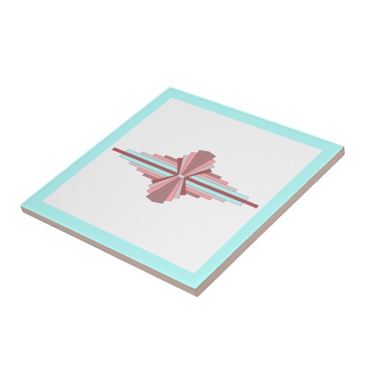 Kunstdeco-elementen in donker roos en blauw tegeltje (Zijkant)