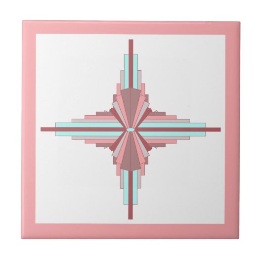 Kunstdeco-elementen in donker roos en blauw tegeltje (Voorkant)