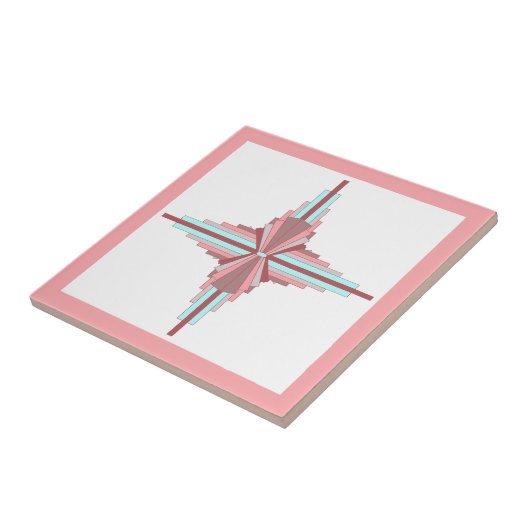 Kunstdeco-elementen in donker roos en blauw tegeltje (Zijkant)