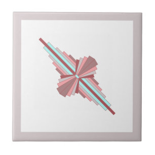 Kunstdeco-elementen in donker roos en blauw tegeltje