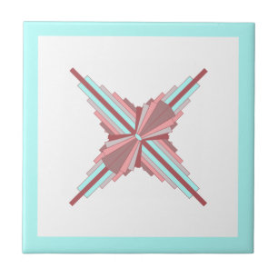 Kunstdeco-elementen in donker roos en blauw tegeltje