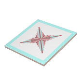 Kunstdeco-elementen in donker roos en blauw tegeltje (Zijkant)