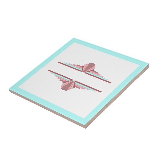 Kunstdeco-elementen in donker roos en blauw tegeltje (Zijkant)