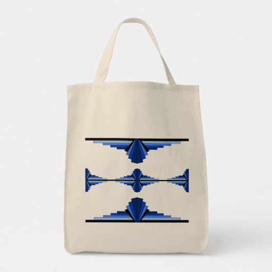 Kunstdeco-elementen in donkerblauw tote bag (Achterkant)