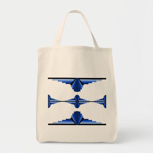 Kunstdeco-elementen in donkerblauw tote bag (Voorkant)