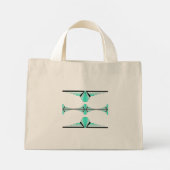 Kunstdeco-elementen in pastel blauwgroen mini tote bag (Achterkant)