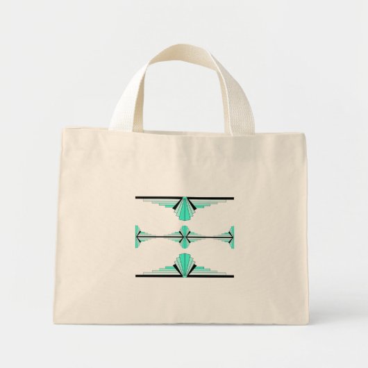 Kunstdeco-elementen in pastel blauwgroen mini tote bag (Voorkant)