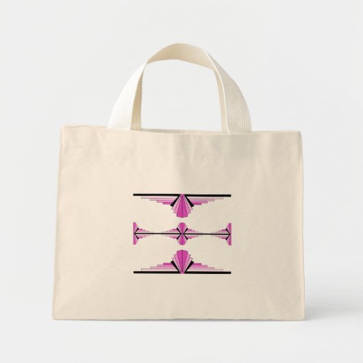 Kunstdeco-elementen in pastelroze mini tote bag (Voorkant)