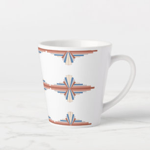Kunstdeco-elementen in roos goud, bruin en blauw latte mok