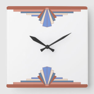 Kunstdeco-elementen in roos goud en blauw01 vierkante klok