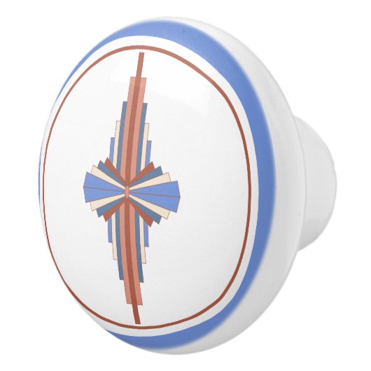 Kunstdeco-elementen in roos goud en blauw keramische knop (Rechts)