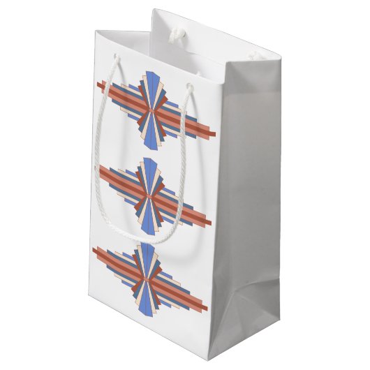 Kunstdeco-elementen in roos goud en blauw klein cadeauzakje (Achterkant Gekanteld)