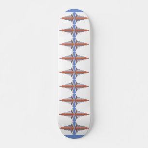 Kunstdeco-elementen in roos goud en blauw skateboard