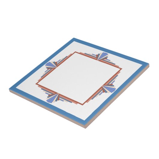 Kunstdeco-elementen in roos goud en blauw tegeltje (Zijkant)