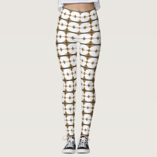 Kunstdeco-elementen in tan leggings
