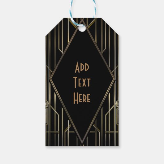 Kunstdeco Gatsby Glam Wedding van Black & Gold 20 Cadeaulabel (Voorkant)