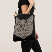 Kunstdeco goud en zwarte Egyptische kat Draagtas (Dichtbij)