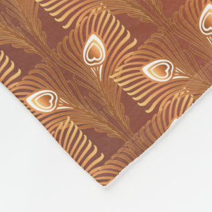  kunstdeco goudpauw-veerpatroon fleece deken