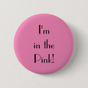 Kunstdeco in de roze tekst ronde button 5,7 cm