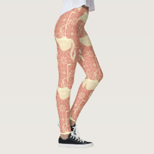 Kunstdeco inspireerde flamingo melon gekleurd leggings