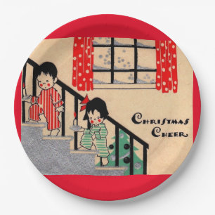 Kunstdeco-kerstkheer uit de jaren dertig papieren bordje