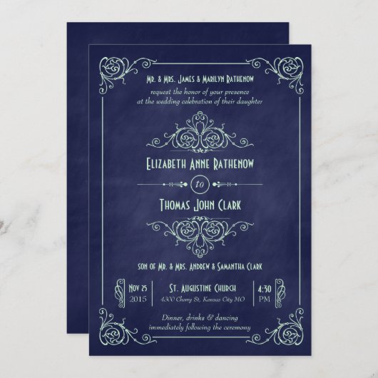 Kunstdeco Mint & Navy Blue Chalkboard Kaart (Voorkant / Achterkant)