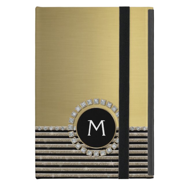Kunstdeco Moderne horizontale strepe glitter iPad Mini Hoesje (Voorkant Dicht)