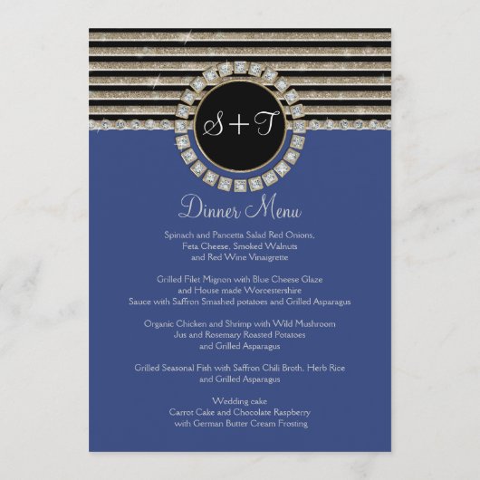 Kunstdeco Moderne horizontale strepe glitter Menu (Achterkant)