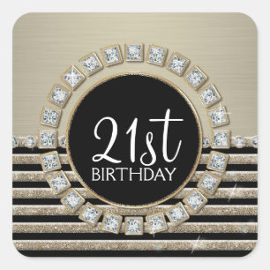 Kunstdeco Moderne horizontale strepe glitter Vierkante Sticker