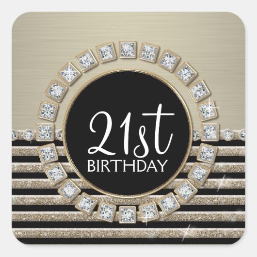 Kunstdeco Moderne horizontale strepe glitter Vierkante Sticker (Voorkant)